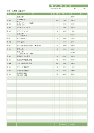 「ツカエル見積・納品・請求書 V9 匠」「ツカエル経理 V9」の見積書の内訳明細書